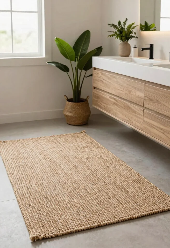 10 Bathroom Rug Ideas for Comfort and Texture 2. Jute and Sisal Mats 0