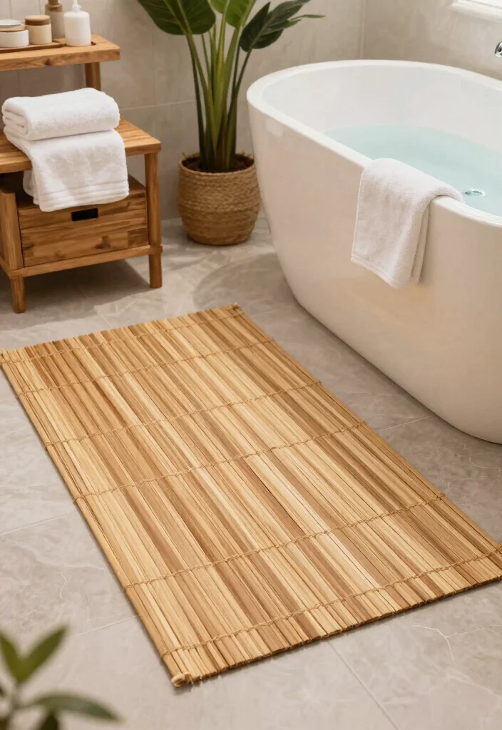 10 Bathroom Rug Ideas for Comfort and Texture 3. Bamboo Rugs 0