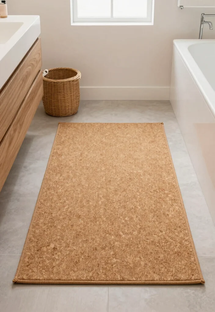 10 Bathroom Rug Ideas for Comfort and Texture 4. Cork Rugs 0