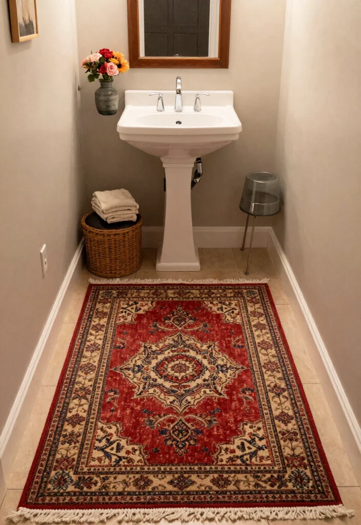 10 Bathroom Rug Ideas for Comfort and Texture 8. Vintage Style Rugs 0