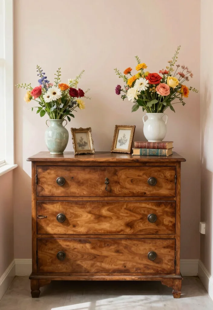 10 Bedroom Chest Drawer Decor Ideas That Look Styled 1 10 Bedroom Chest Drawer Decor Ideas That Look Styled 1. Antique Charm with Floral Accents 0