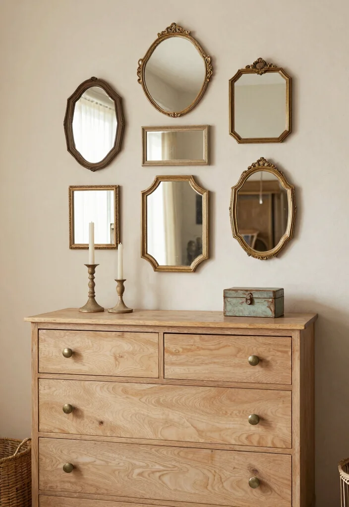 10 Bedroom Chest Drawer Decor Ideas That Look Styled 12 10 Bedroom Chest Drawer Decor Ideas That Look Styled 2. Gallery Wall with Mirrored Accents 0