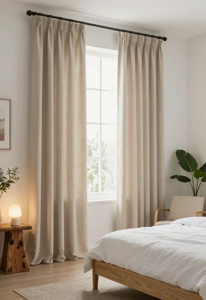 10 Blackout Curtain Bedroom Ideas for Better Sleep 1. Organic Cotton Elegance 0