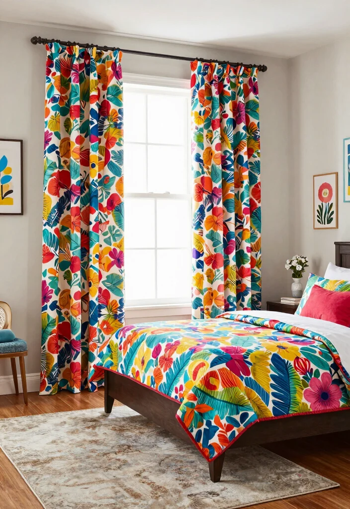 10 Blackout Curtain Bedroom Ideas for Better Sleep 2. Bold Patterns for Personality 0