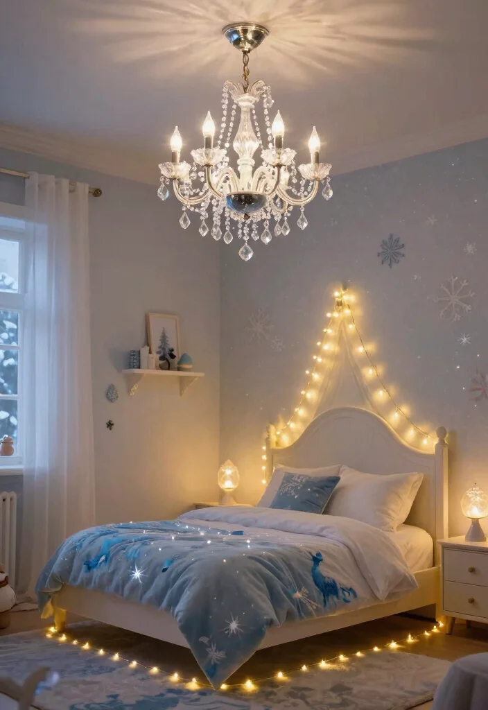 10 Frozen Bedroom Ideas for Magical Kids Spaces 15 10 Frozen Bedroom Ideas for Magical Kids Spaces 5. Enchanted Frozen Lighting Fixtures 0