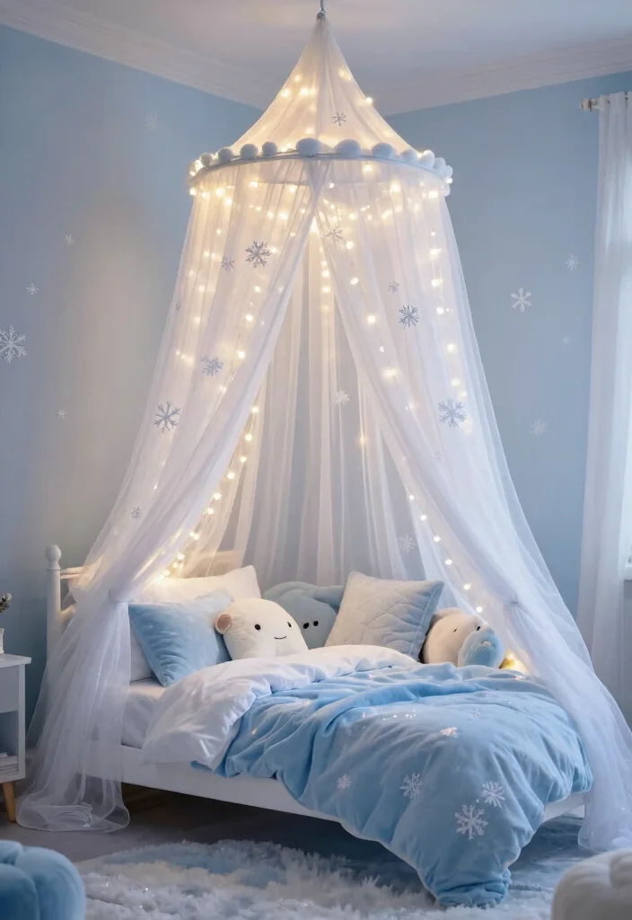 10 Frozen Bedroom Ideas for Magical Kids Spaces 26 10 Frozen Bedroom Ideas for Magical Kids Spaces 6. Snowy Canopy Beds 0