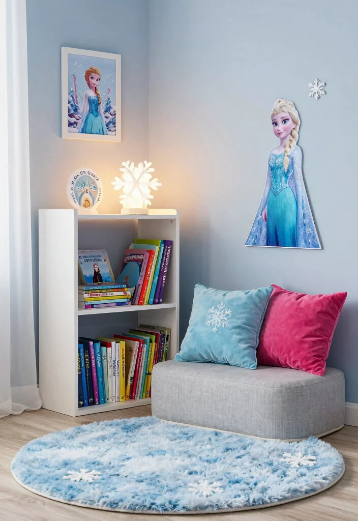 10 Frozen Bedroom Ideas for Magical Kids Spaces 59 10 Frozen Bedroom Ideas for Magical Kids Spaces 9. Magical Frozen Reading Nook 0