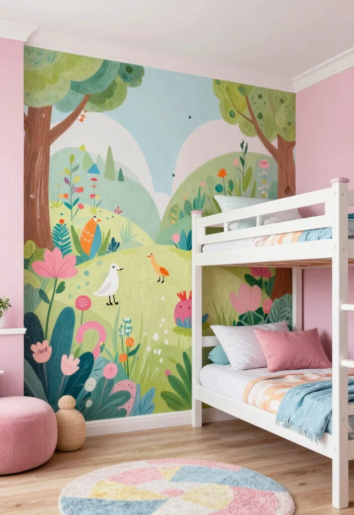 10 Girls Bunk Bed Bedroom Ideas That Save Space 49 10 Girls Bunk Bed Bedroom Ideas That Save Space 9. Artistic Wall Paint Murals 0