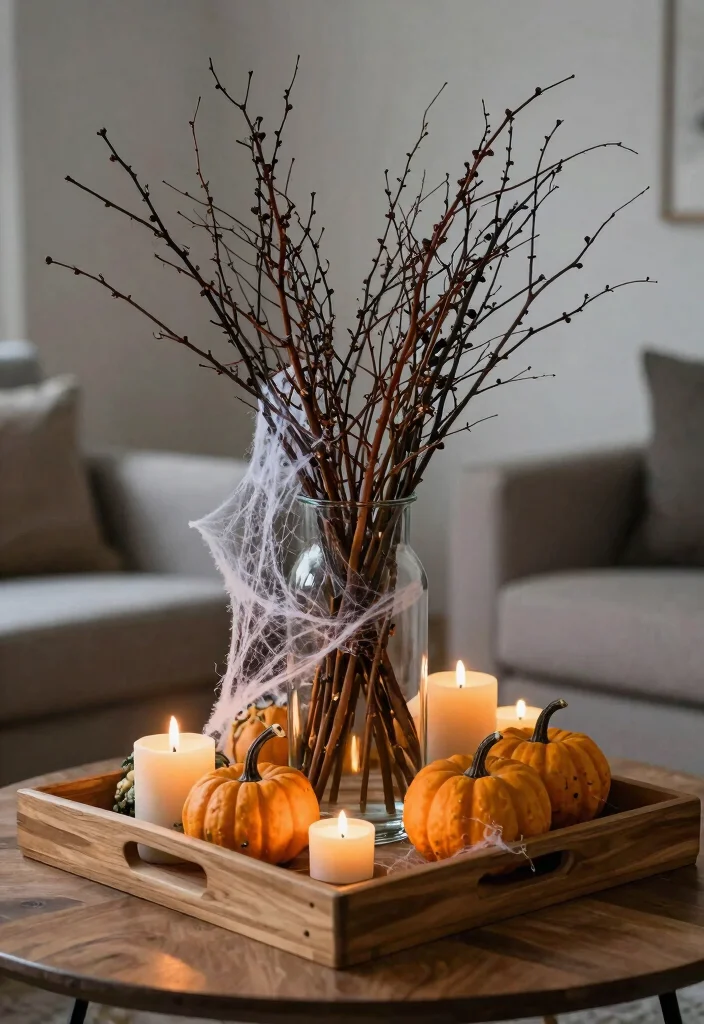 10 Halloween Living Room Decor Ideas for Subtle Spook 26 10 Halloween Living Room Decor Ideas for Subtle Spook 6. Hauntingly Elegant Centerpieces 0