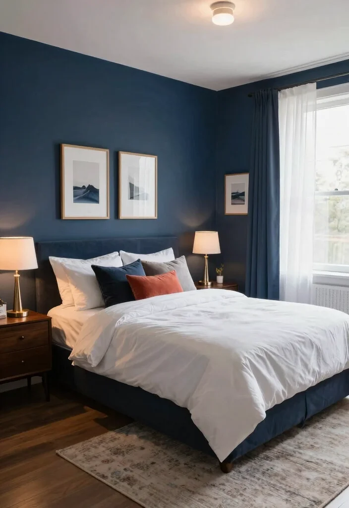 10 King Size Bed Ideas for Small Bedrooms 3. Dark Colors for Cozy Ambiance 0