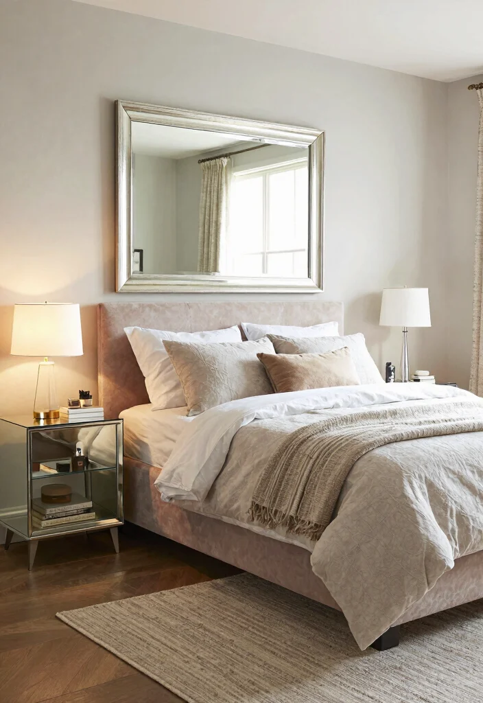 10 King Size Bed Ideas for Small Bedrooms 4. Mirrors to Create Illusions of Space 0