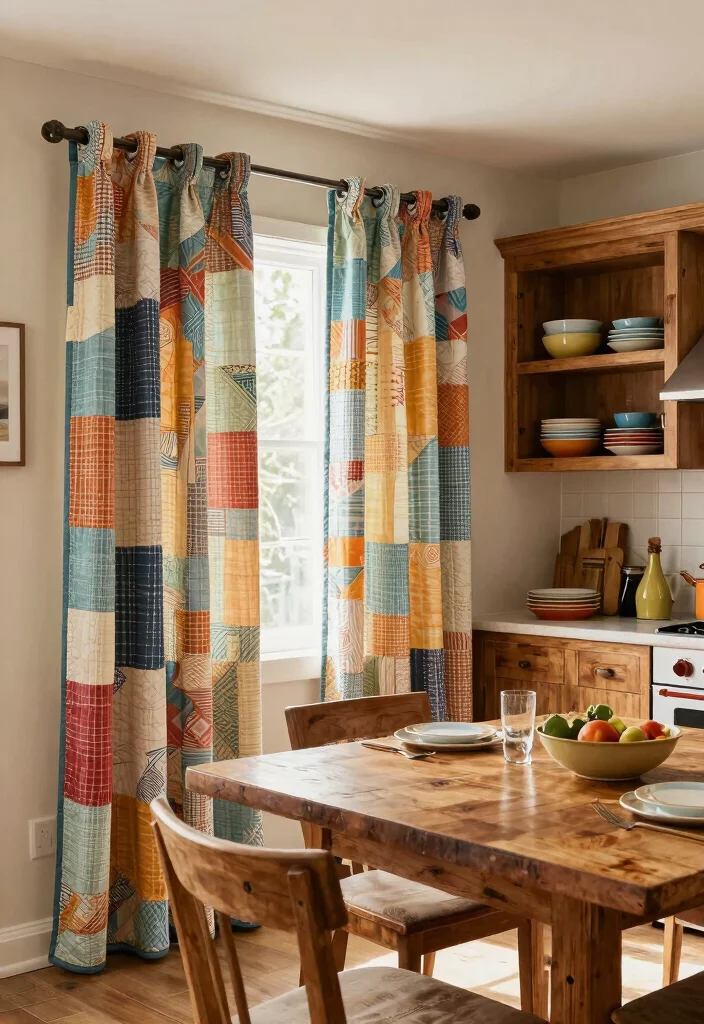 10 Kitchen Door Curtain Ideas for Privacy and Style 10. Quilted or Patchwork Curtains for a Homey Feel 0