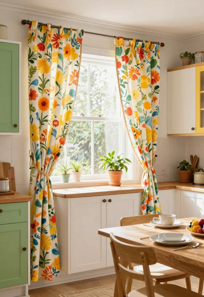 10 Kitchen Door Curtain Ideas for Privacy and Style 2. Floral Fabric Curtains for a Pop of Color 0