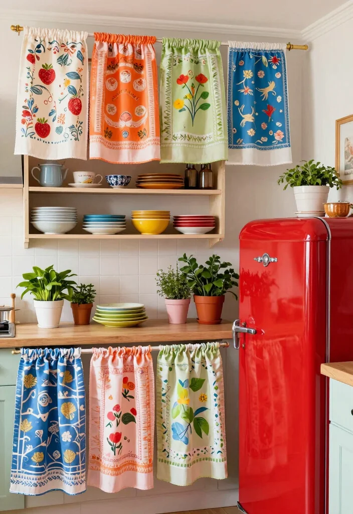 10 Kitchen Door Curtain Ideas for Privacy and Style 4. Vintage Tea Towel Curtains for Quirky Charm 0