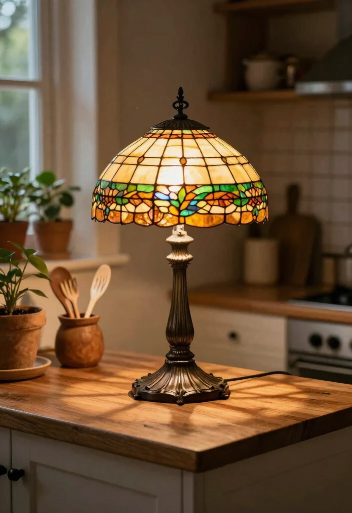10 Kitchen Lamp Ideas for Soft Task Lighting 3. Vintage Tiffany style Lamps 0