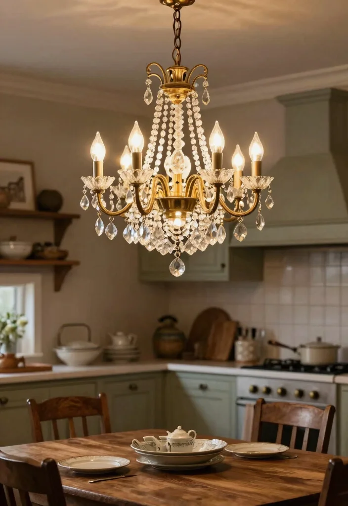 10 Kitchen Lamp Ideas for Soft Task Lighting 5. Antique Chandelier Lights 0