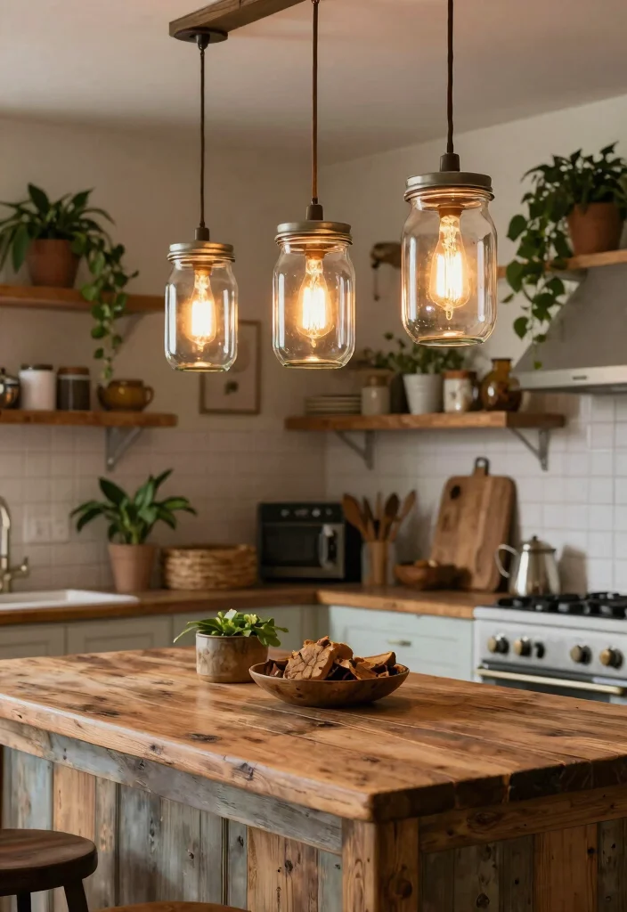 10 Kitchen Lamp Ideas for Soft Task Lighting 6. Mason Jar Pendant Lights 0