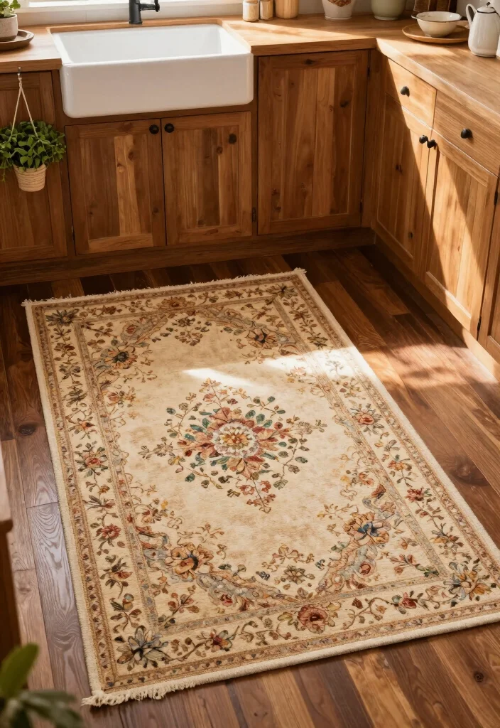10 Kitchen Rug Ideas for Warmth and Color 12 10 Kitchen Rug Ideas for Warmth and Color 2. Vintage Inspired Mats 0