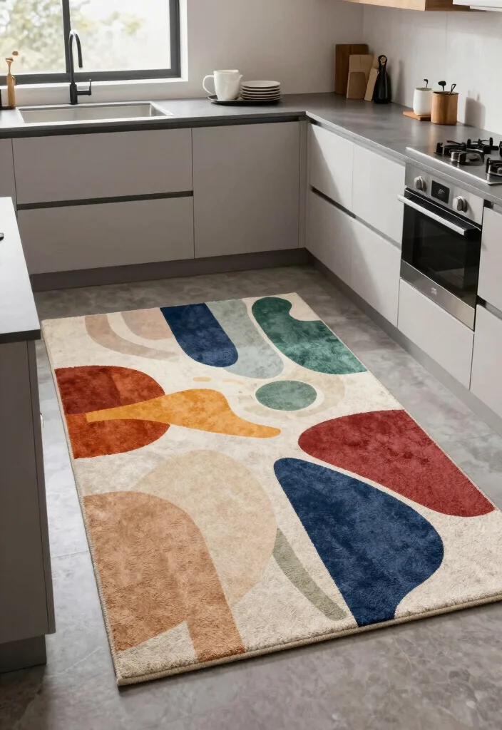 10 Kitchen Rug Ideas for Warmth and Color 35 10 Kitchen Rug Ideas for Warmth and Color 5. Artistic Abstract Designs 0