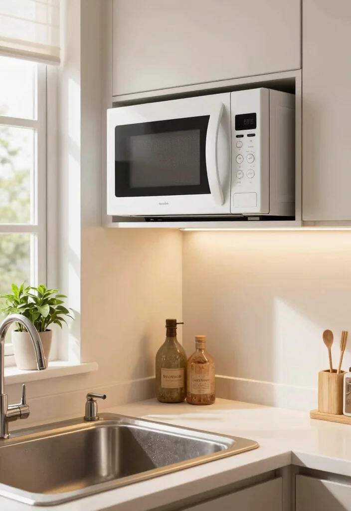10 Microwave Placement Ideas for Better Kitchen Flow 10. Over the Sink Smart Space Usage 0