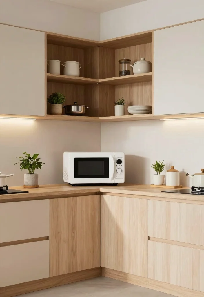 10 Microwave Placement Ideas for Better Kitchen Flow 5. Corner Solutions Making Use of Every Nook 0