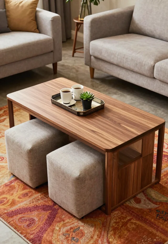 10 Mini Living Room Ideas for Compact Homes 3. Multifunctional Coffee Tables 0