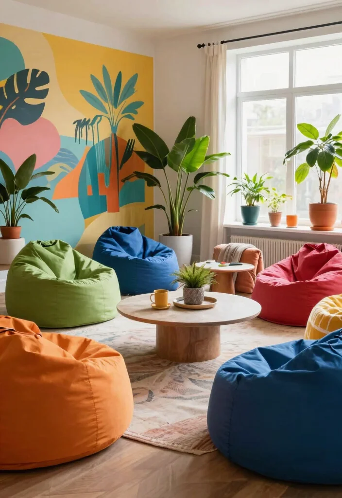 10 No Sofa Living Room Ideas for Flexible Seating 3. Versatile Bean Bags 0