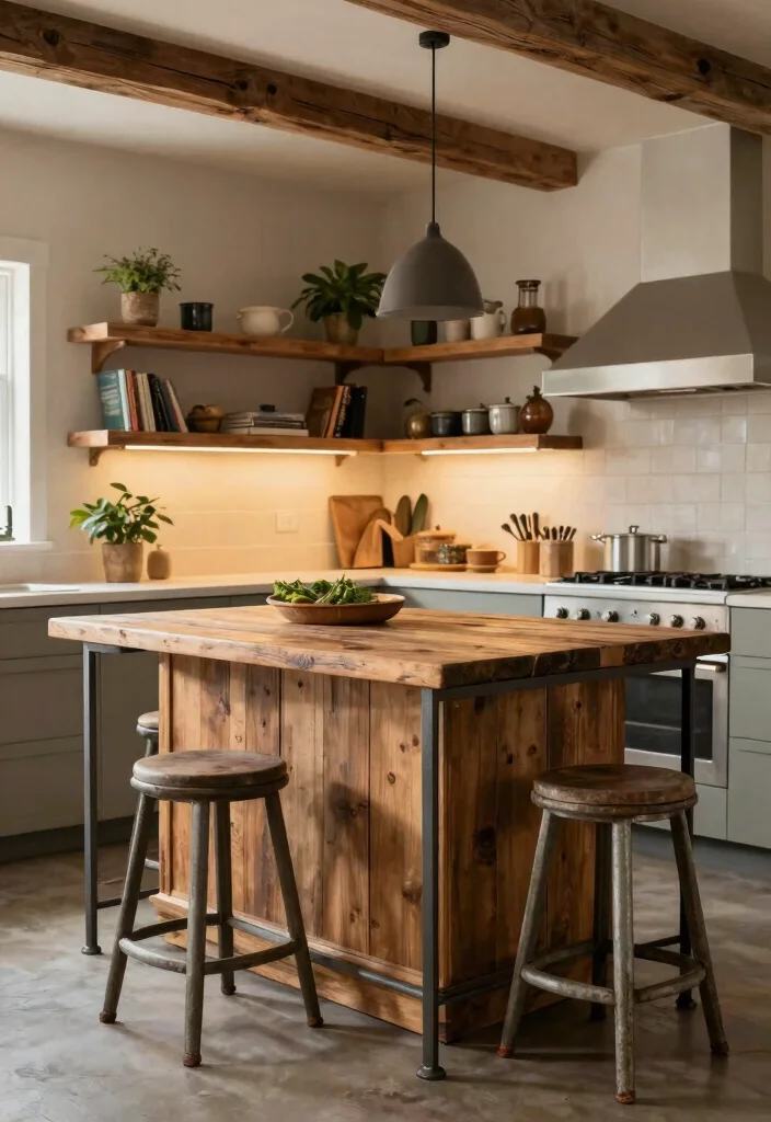 10 Small Kitchen Island Ideas with Seating 1. Rustic Farmhouse Charm 0