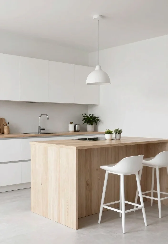 10 Small Kitchen Island Ideas with Seating 3. Minimalist Scandinavian Style 0
