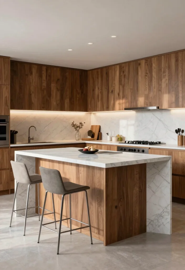 10 Small Kitchen Island Ideas with Seating 7. Elegant Marble Accents 0