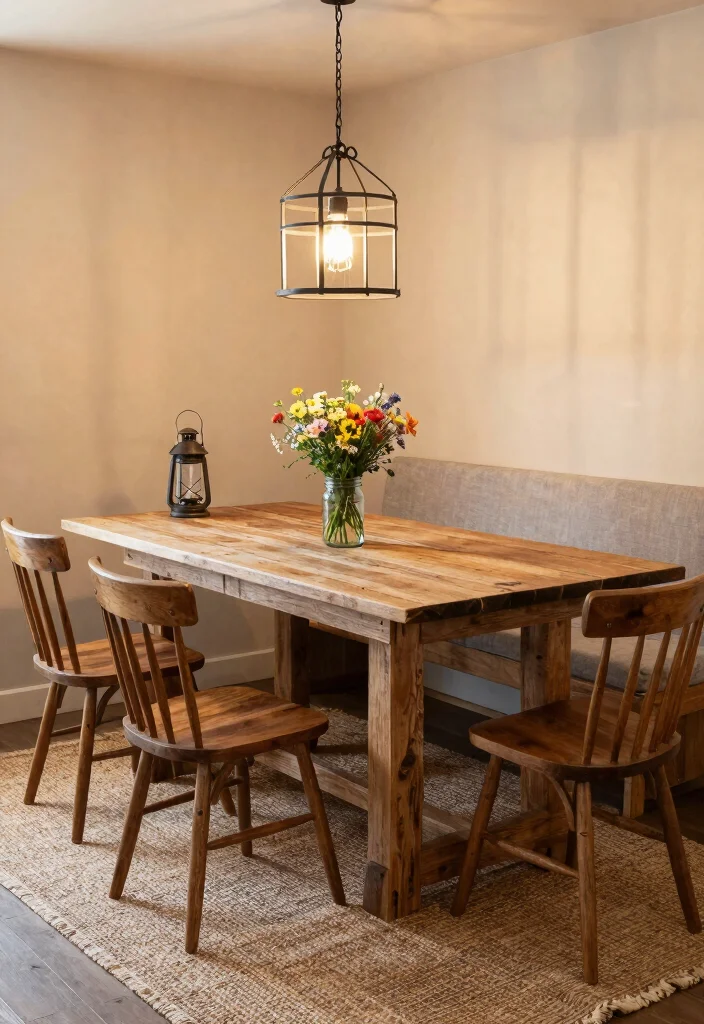 10 Small Kitchen Nook Ideas for Cozy Dining 1. Farmhouse Table and Bench 0