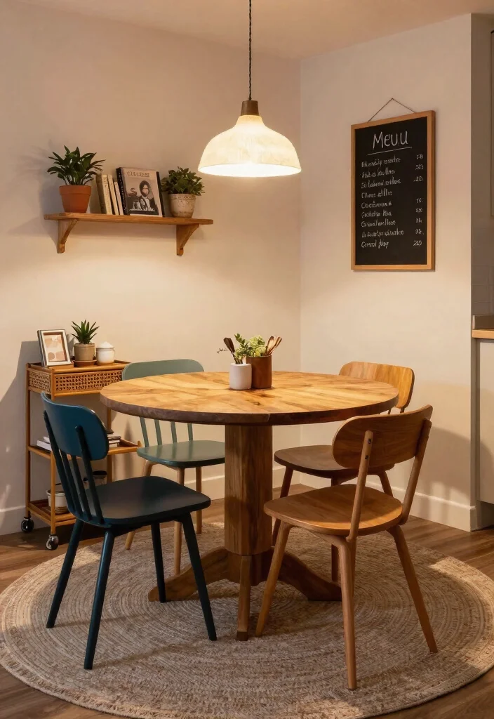 10 Small Kitchen Nook Ideas for Cozy Dining 2. Cozy Corner with a Round Table 0