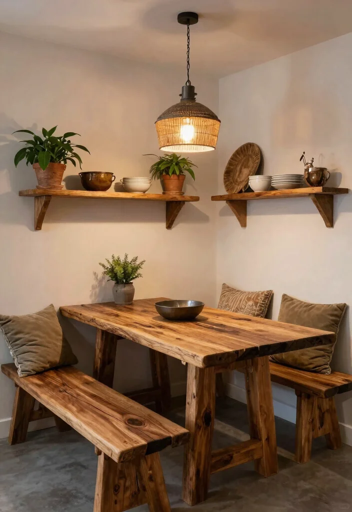 10 Small Kitchen Nook Ideas for Cozy Dining 6. Rustic Chic with Reclaimed Wood 0