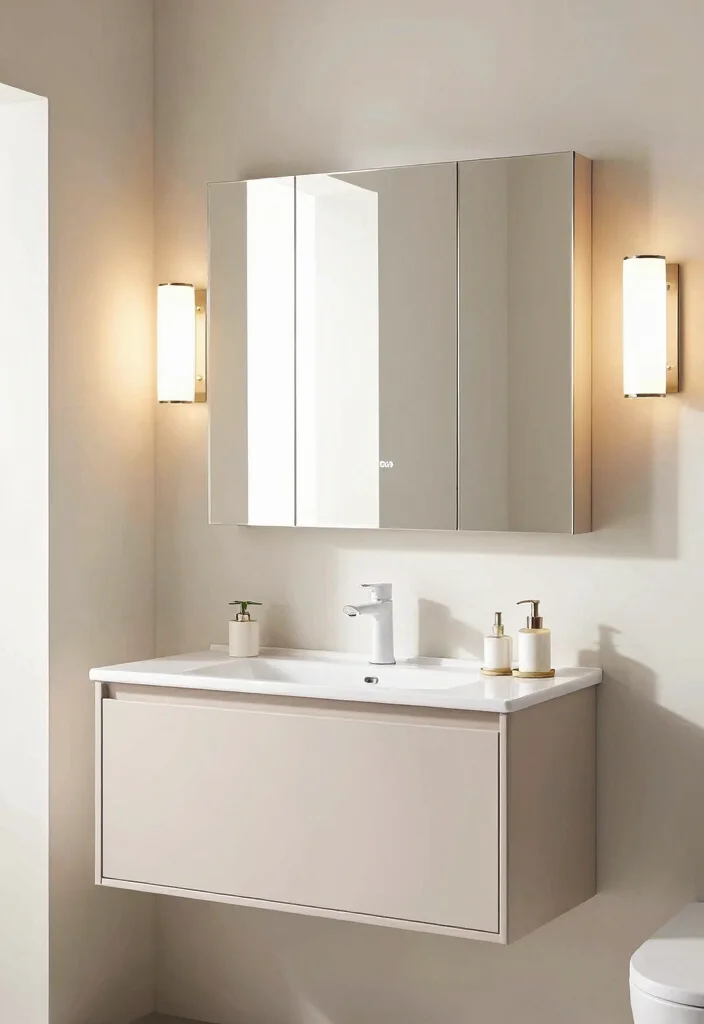 10 Small Narrow Bathroom Ideas with Better Flow 2. Mirrors That Double as Storage 0
