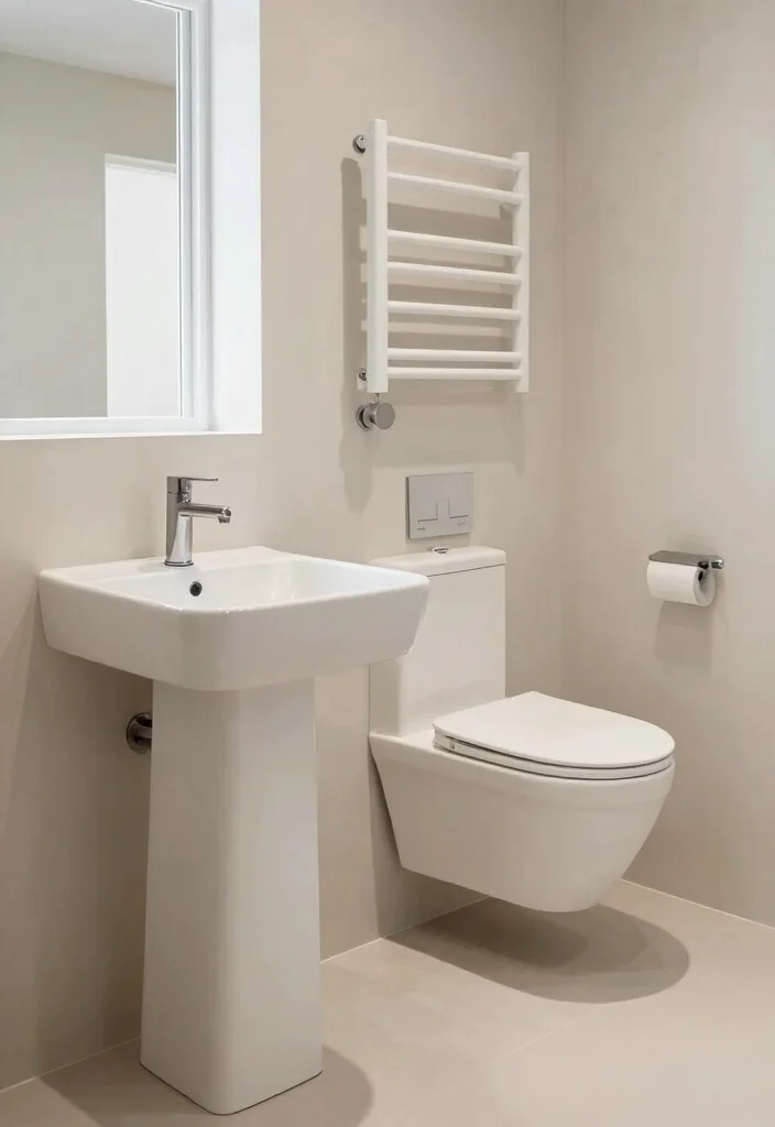 10 Small Narrow Bathroom Ideas with Better Flow 3. Slim Profile Fixtures 0