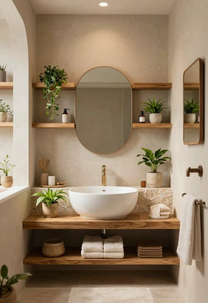 10 Small Narrow Bathroom Ideas with Better Flow 9. Incorporate Natural Elements 0