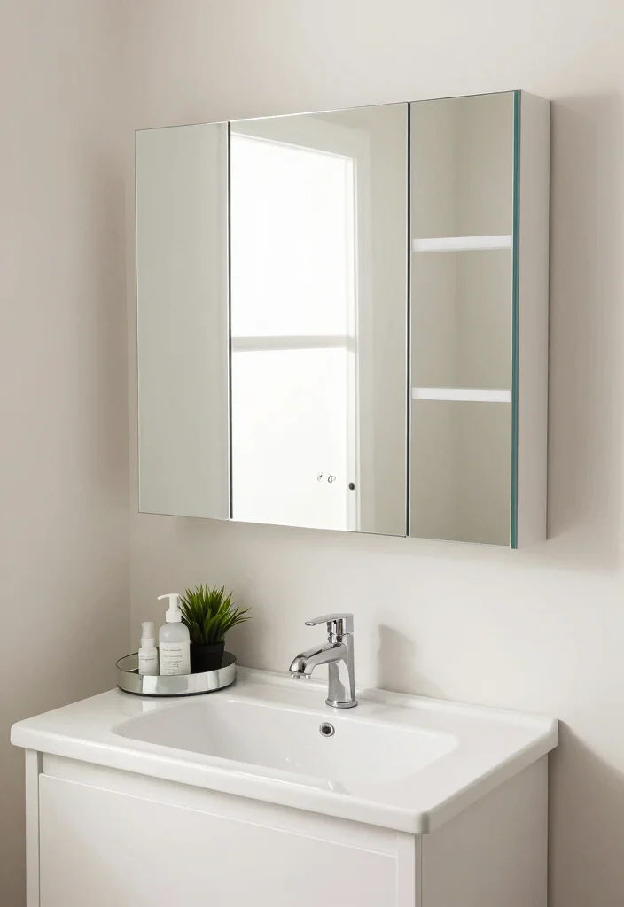 10 Toilet Bathroom Ideas for Compact Functional Layouts 3. Mirrored Storage Solutions 0