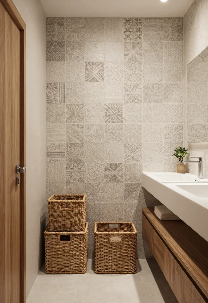 10 Toilet Bathroom Ideas for Compact Functional Layouts 9. Textured Accents 0