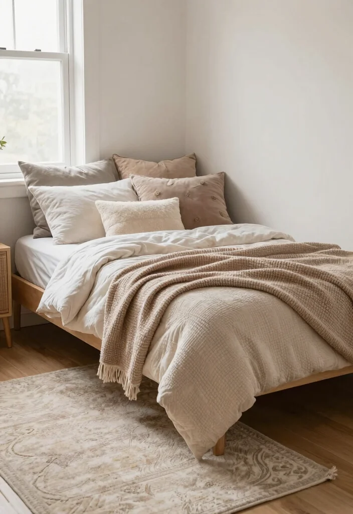 12 Aesthetic Single Bed Bedroom Ideas for Small Rooms 11. Cozy Layering 0