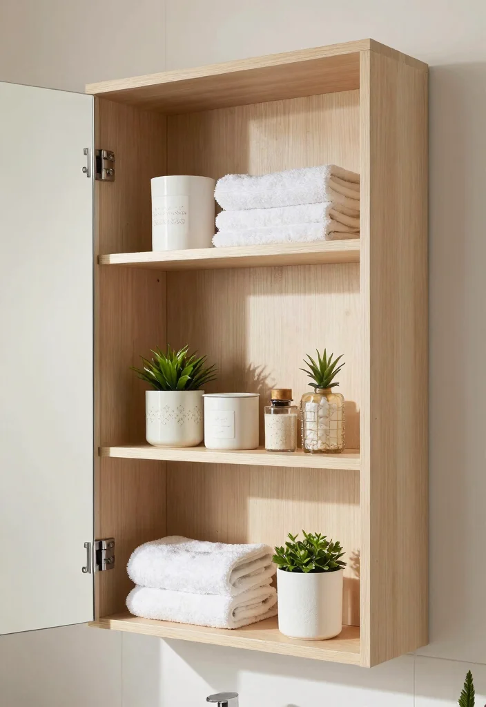 12 Bathroom Mirror Cabinet Ideas for Hidden Storage 12. Chic Open Shelving 0