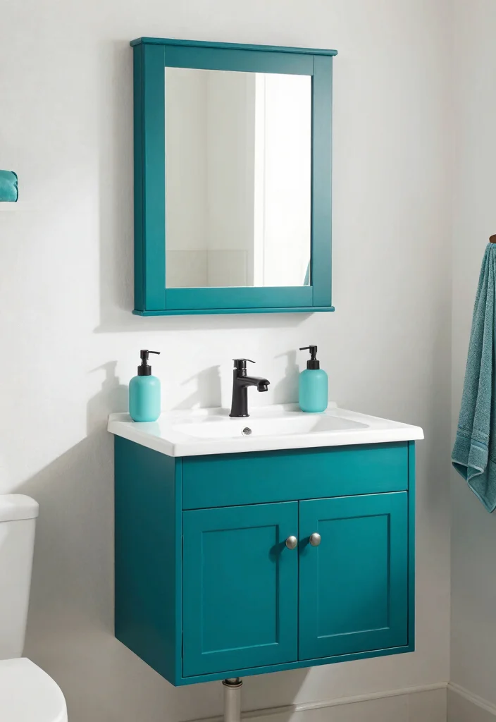 12 Bathroom Mirror Cabinet Ideas for Hidden Storage 5. Bold and Colorful 0