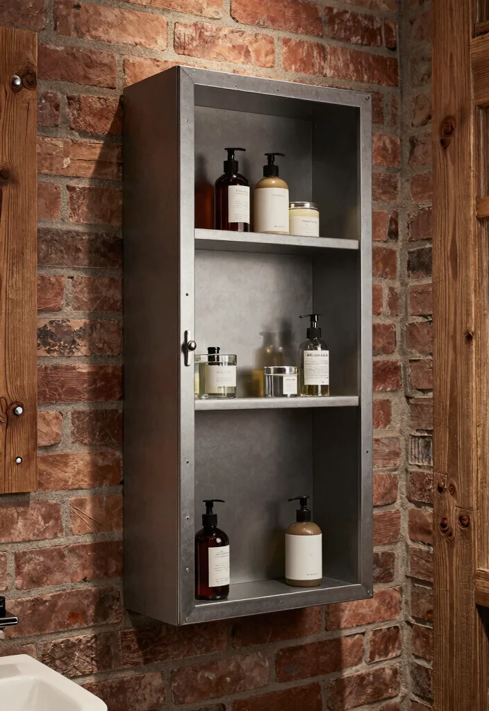 12 Bathroom Mirror Cabinet Ideas for Hidden Storage 8. Industrial Style Cabinets 0