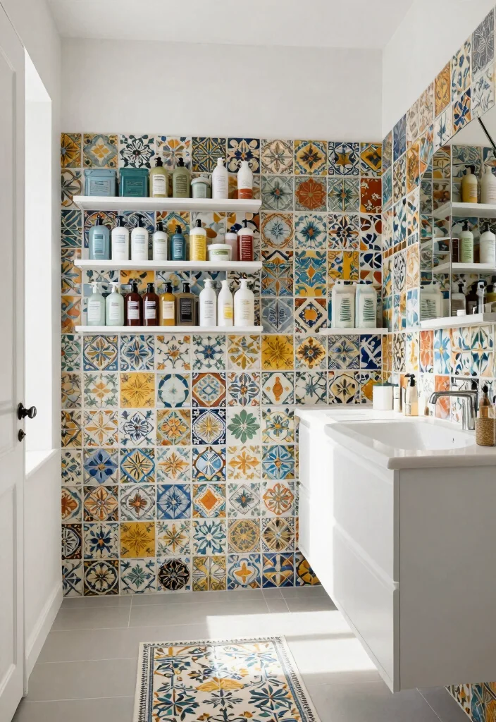 12 Bathroom Unit Ideas for Storage and Clean Design 12. Colorful Tile Accents 0