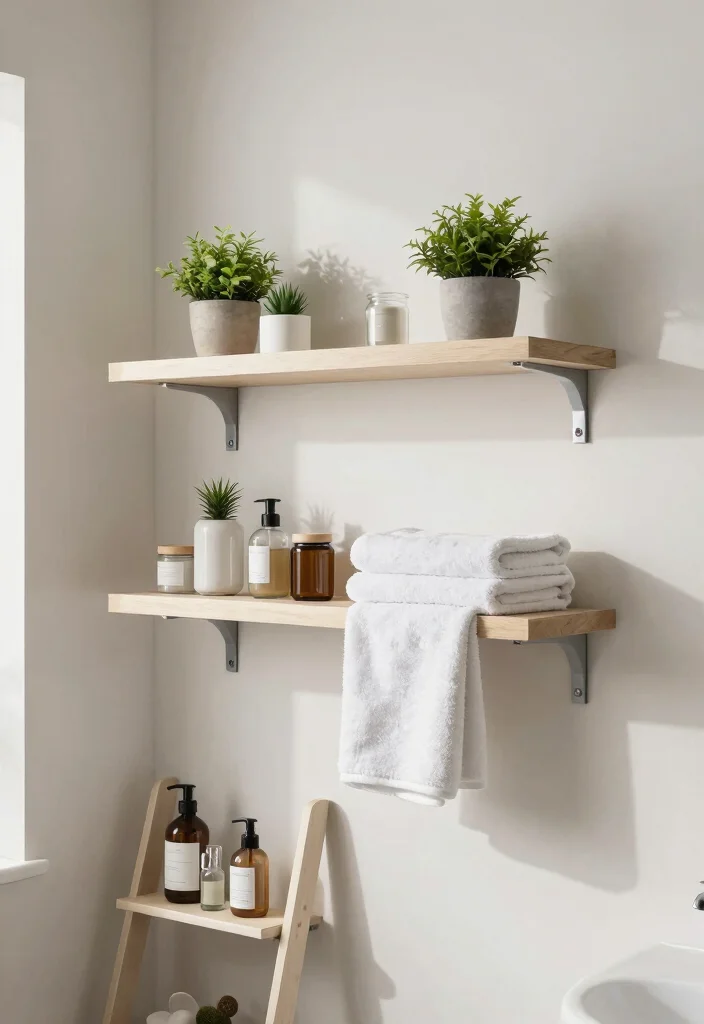 12 Bathroom Unit Ideas for Storage and Clean Design 2. Sleek Floating Shelves 0