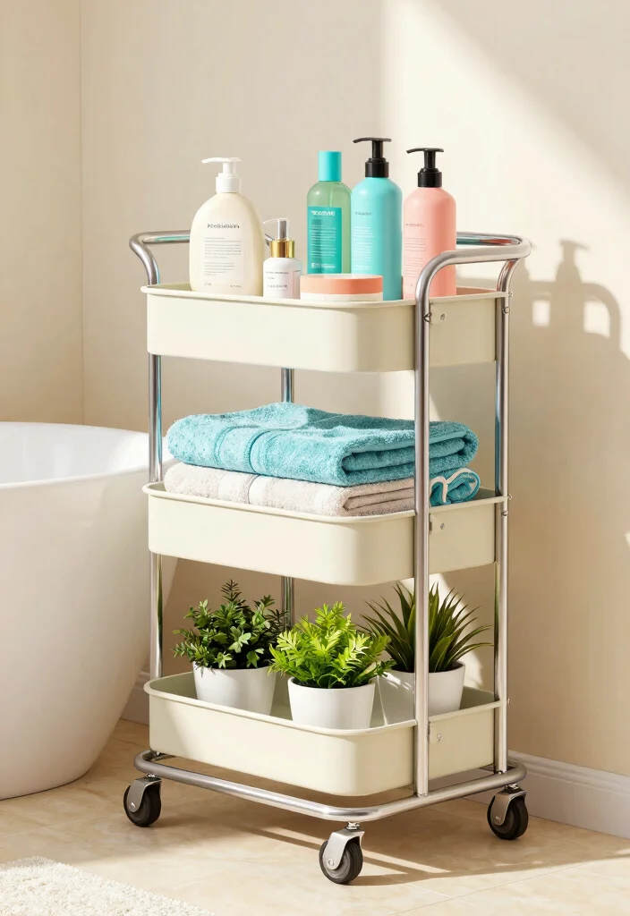12 Bathroom Unit Ideas for Storage and Clean Design 4. Stylish Cart Units 0