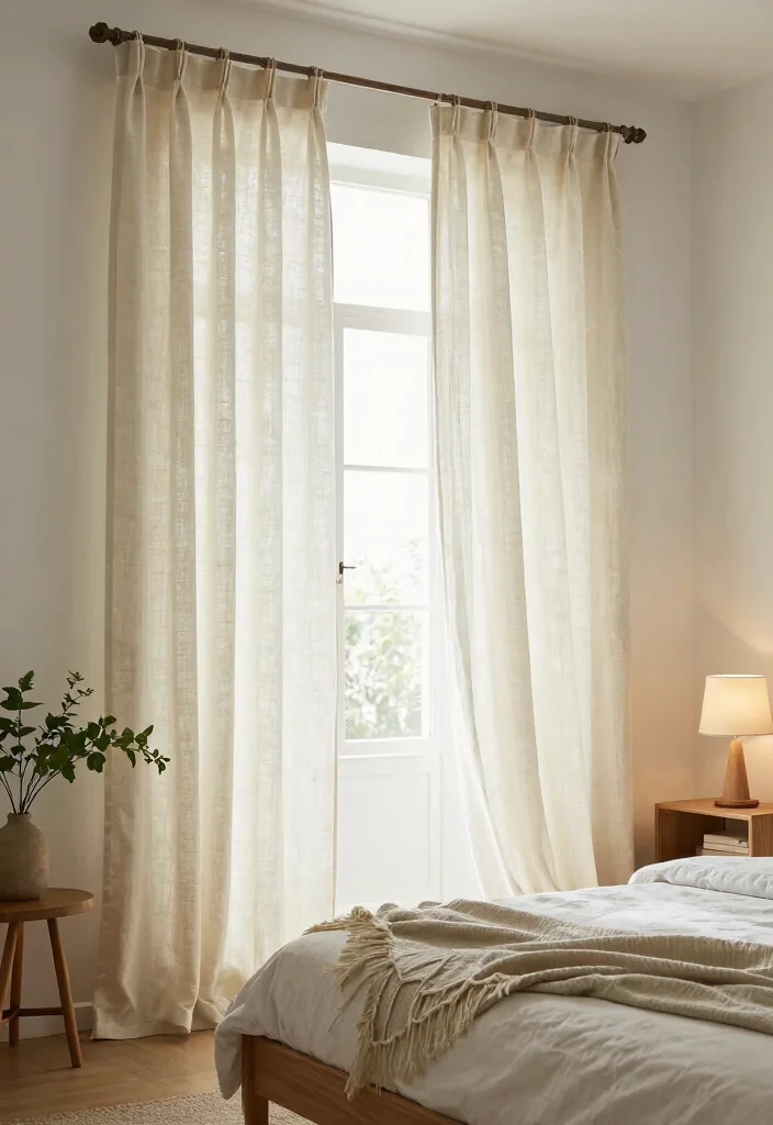 12 Bedroom Blind Ideas for Light Control and Style 2. Organic Cotton Curtains 0