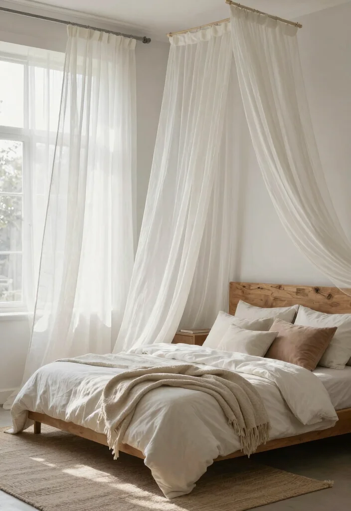 12 Bedroom Blind Ideas for Light Control and Style 4. Sheer Linen Panels 0