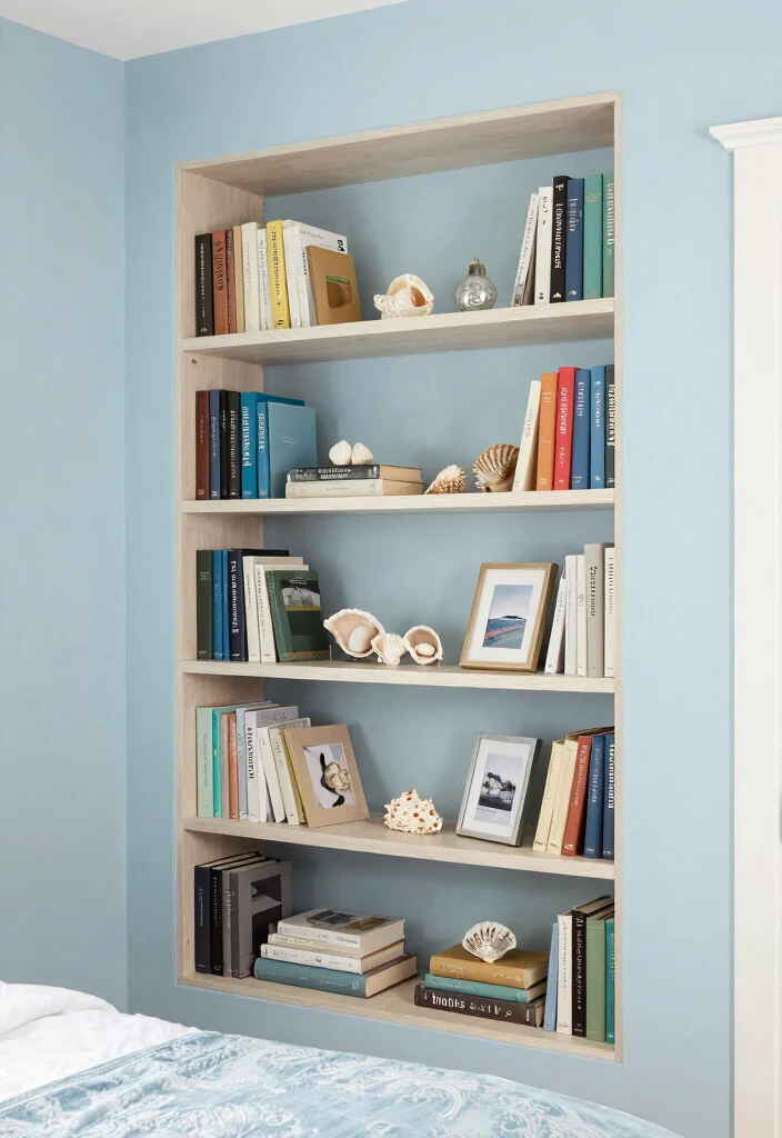12 Bedroom Bookshelf Ideas for Storage and Display Coastal Inspired Style 10. Built in Bookshelves Seamless Integration 0