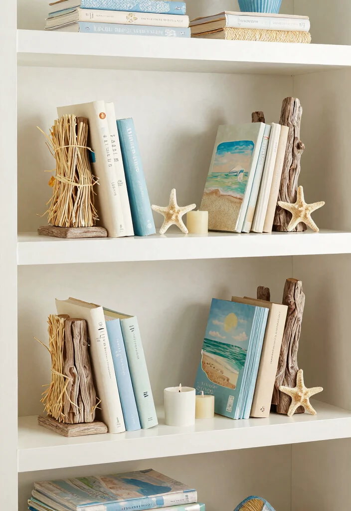 12 Bedroom Bookshelf Ideas for Storage and Display Coastal Inspired Style 11. Decorative Bookends Stylish Support 0