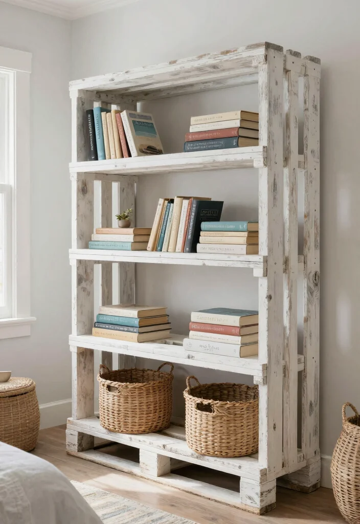 12 Bedroom Bookshelf Ideas for Storage and Display Coastal Inspired Style 8. Repurposed Wood Pallets Rustic Charm 0